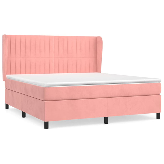 Pat box spring cu saltea, roz, 180x200 cm, catifea - WALTI WALTI