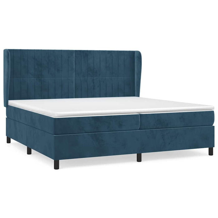 Pat box spring cu saltea, albastru închis, 200x200 cm, catifea - WALTI WALTI