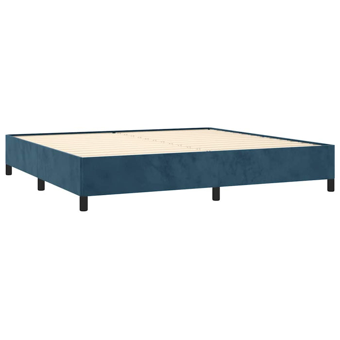 Pat box spring cu saltea, albastru închis, 200x200 cm, catifea - WALTI WALTI