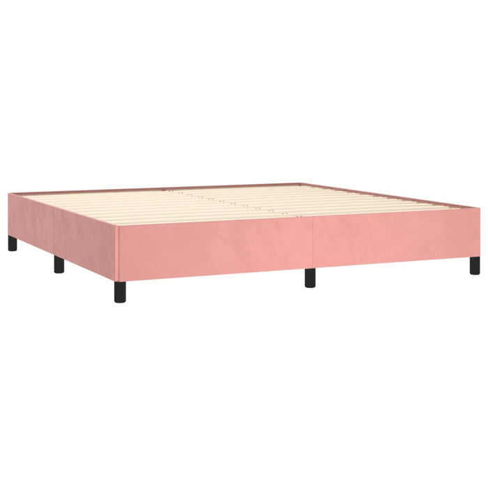 Pat box spring cu saltea, roz, 200x200 cm, catifea - WALTI WALTI