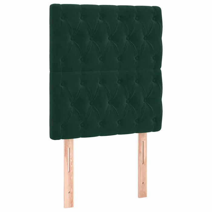 Pat box spring cu saltea, verde închis, 80x200 cm, catifea WALTI