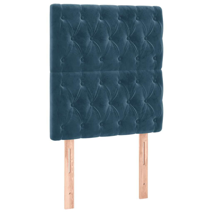 Pat box spring cu saltea, albastru închis, 80x200 cm, catifea - WALTI WALTI