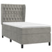 Pat box spring cu saltea, gri deschis, 90x190 cm, catifea - WALTI WALTI