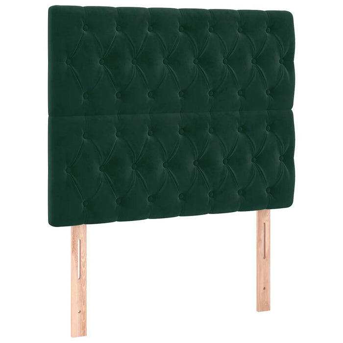 Pat box spring cu saltea, verde închis, 90x190 cm, catifea WALTI