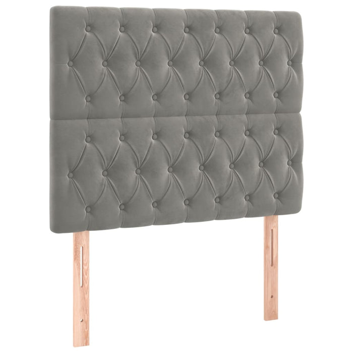 Pat box spring cu saltea, gri deschis, 90x200 cm, catifea - WALTI WALTI