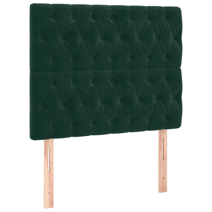 Pat box spring cu saltea, verde închis, 90x200 cm, catifea WALTI
