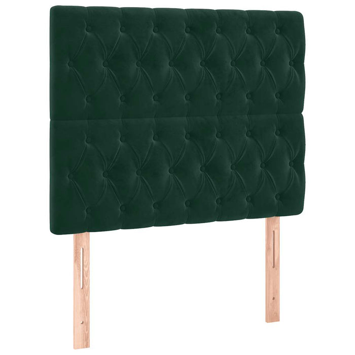 Pat box spring cu saltea, verde închis, 100x200 cm, catifea WALTI