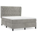 Pat box spring cu saltea, gri deschis, 140x190 cm, catifea - WALTI WALTI