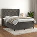 Pat box spring cu saltea, gri închis, 140x190 cm, catifea - WALTI WALTI