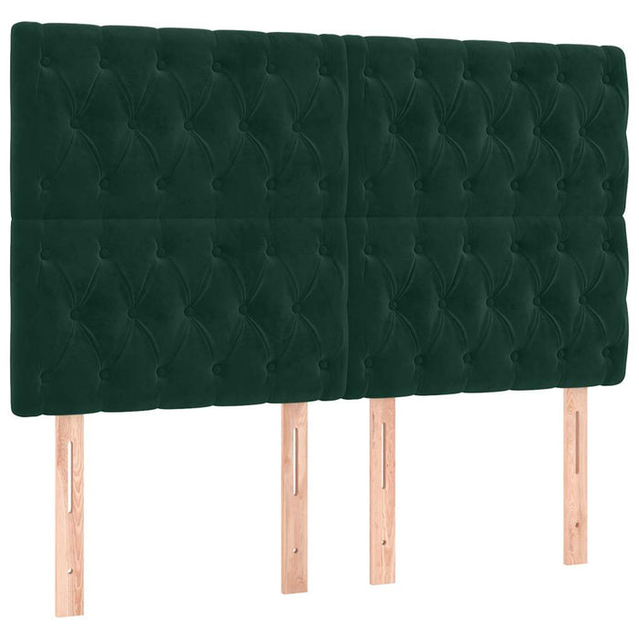 Pat box spring cu saltea, verde închis, 140x190 cm, catifea WALTI