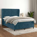 Pat box spring cu saltea, albastru închis, 140x190 cm, catifea - WALTI WALTI