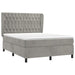 Pat box spring cu saltea, gri deschis, 140x200 cm, catifea - WALTI WALTI