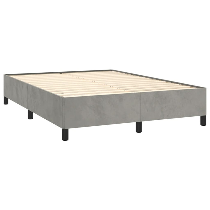 Pat box spring cu saltea, gri deschis, 140x200 cm, catifea - WALTI WALTI