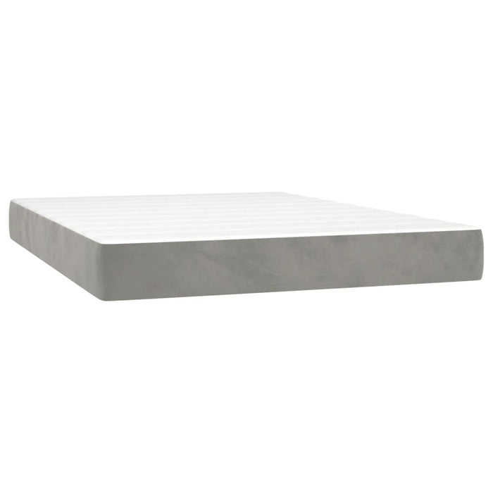 Pat box spring cu saltea, gri deschis, 140x200 cm, catifea - WALTI WALTI