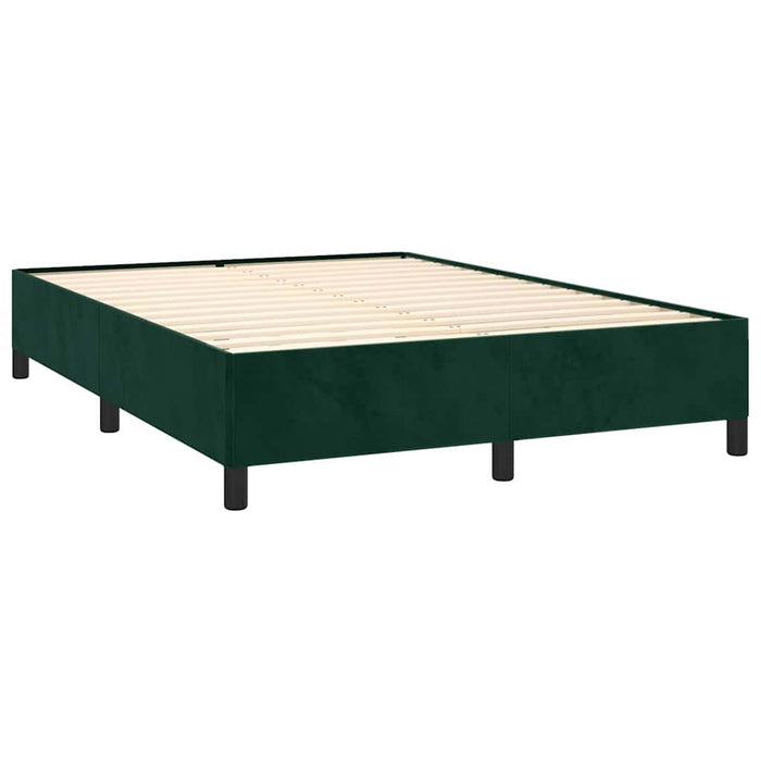 Pat box spring cu saltea, verde închis, 140x200 cm, catifea WALTI