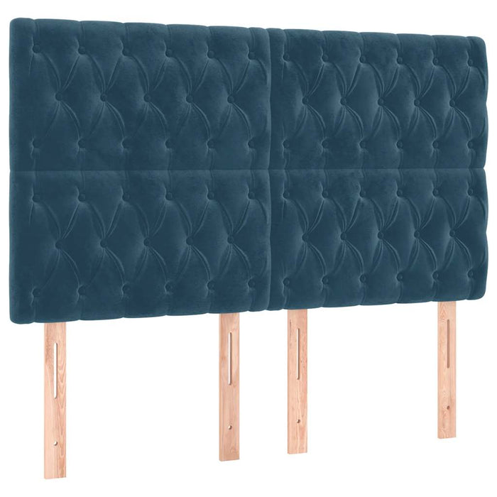 Pat box spring cu saltea, albastru închis, 140x200 cm, catifea WALTI