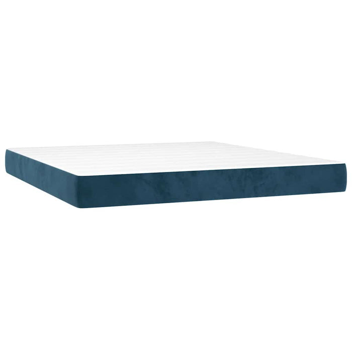 Pat box spring cu saltea, albastru închis, 160x200 cm, catifea - WALTI WALTI