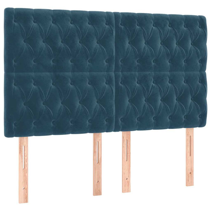 Pat box spring cu saltea, albastru închis, 160x200 cm, catifea - WALTI WALTI