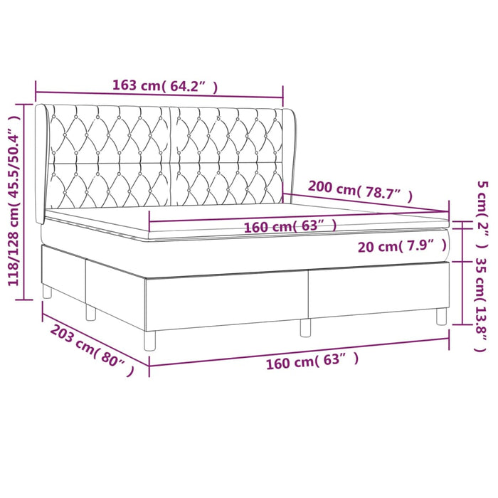 Pat box spring cu saltea, roz, 160x200 cm, catifea - WALTI WALTI