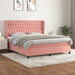 Pat box spring cu saltea, roz, 160x200 cm, catifea - WALTI WALTI