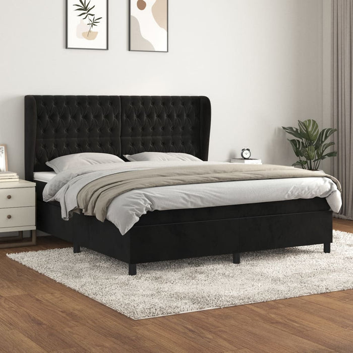 Pat box spring cu saltea, negru, 180x200 cm, catifea - WALTI WALTI