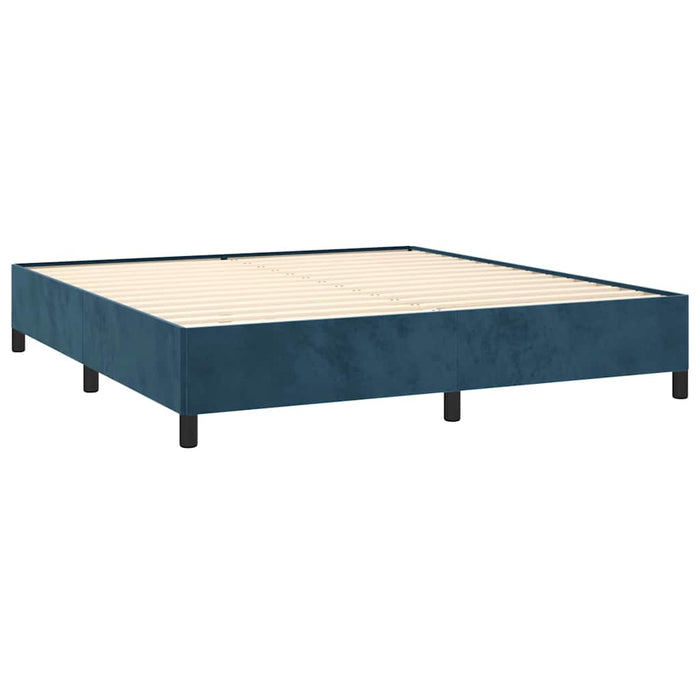 Pat box spring cu saltea, albastru închis, 180x200 cm, catifea WALTI