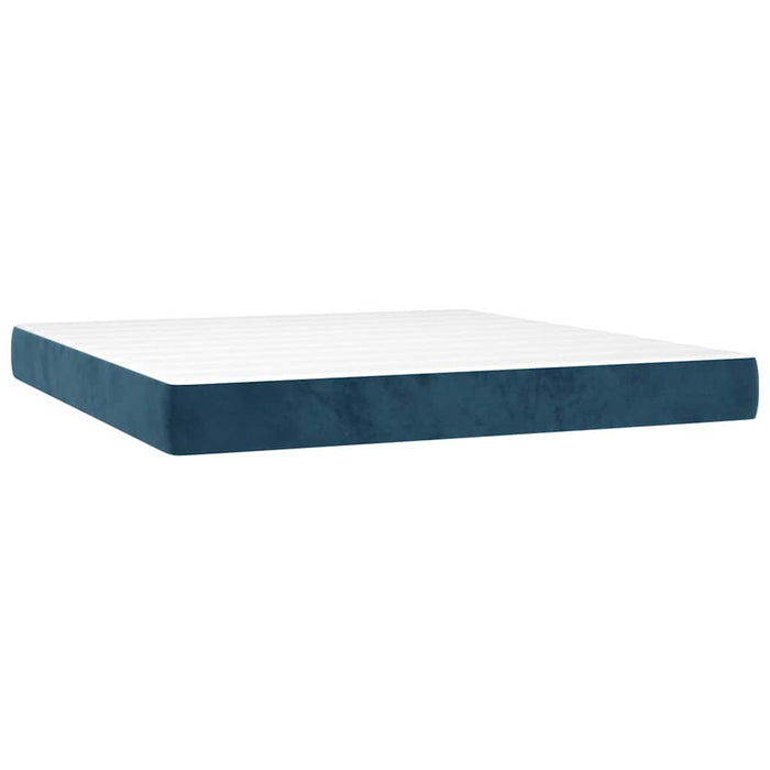 Pat box spring cu saltea, albastru închis, 180x200 cm, catifea WALTI
