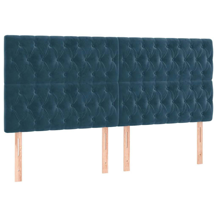 Pat box spring cu saltea, albastru închis, 180x200 cm, catifea WALTI