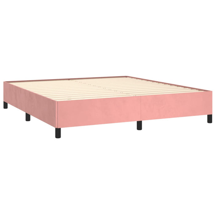 Pat box spring cu saltea, roz, 180x200 cm, catifea - WALTI WALTI