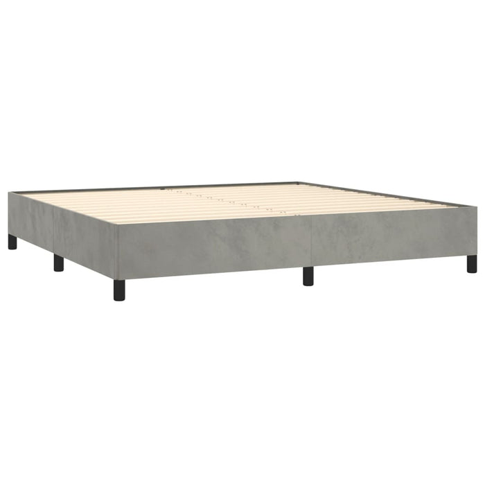 Pat box spring cu saltea, gri deschis, 200x200 cm, catifea - WALTI WALTI