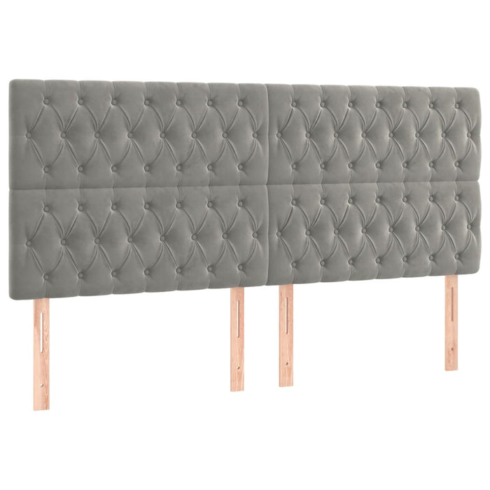 Pat box spring cu saltea, gri deschis, 200x200 cm, catifea - WALTI WALTI