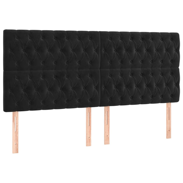 Pat box spring cu saltea, negru, 200x200 cm, catifea WALTI