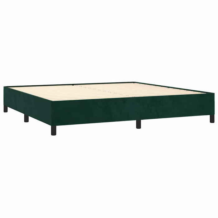 Pat box spring cu saltea, verde închis, 200x200 cm, catifea WALTI