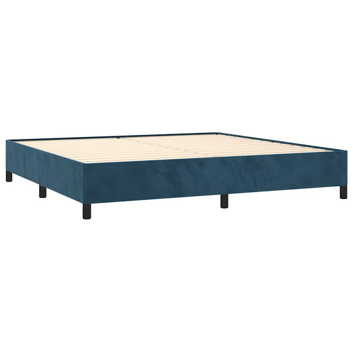 Pat box spring cu saltea, albastru închis, 200x200 cm, catifea - WALTI WALTI