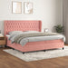 Pat box spring cu saltea, roz, 200x200 cm, catifea - WALTI WALTI