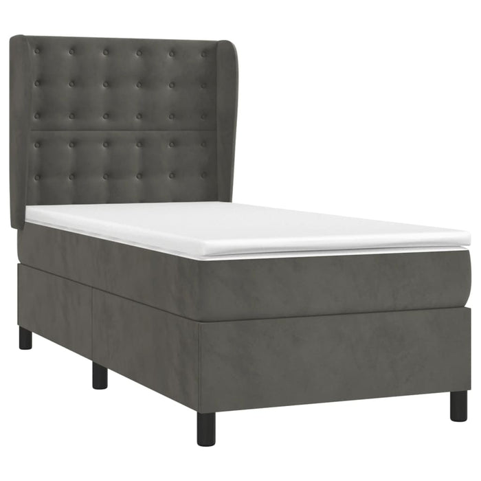 Pat box spring cu saltea, gri închis, 80x200 cm, catifea - WALTI WALTI