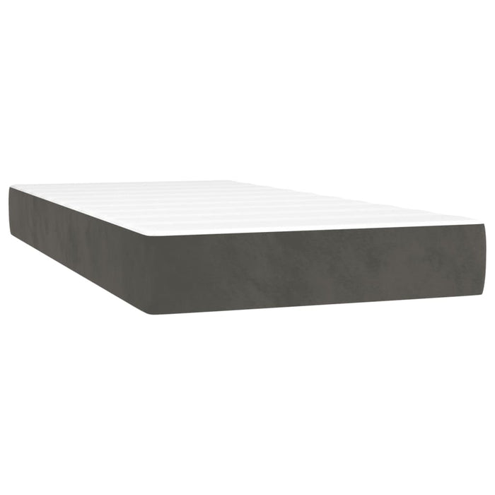 Pat box spring cu saltea, gri închis, 90x190 cm, catifea - WALTI WALTI