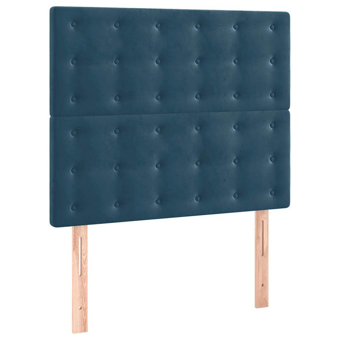 Pat box spring cu saltea, albastru închis, 90x190 cm, catifea WALTI