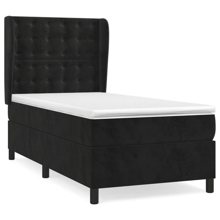 Pat box spring cu saltea, negru, 90x200 cm, catifea - WALTI WALTI