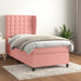 Pat box spring cu saltea, roz, 90x200 cm, catifea - WALTI WALTI