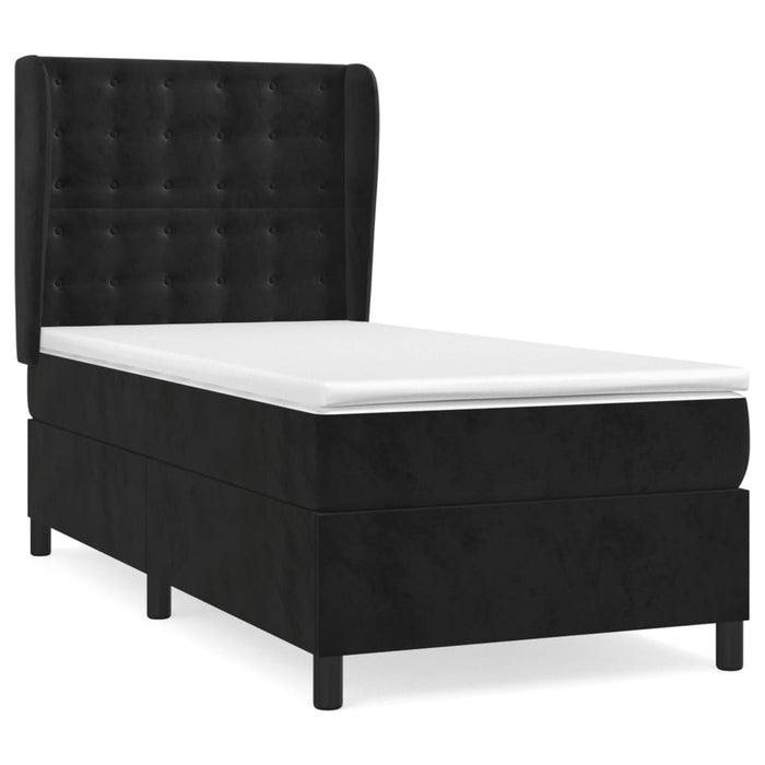 Pat box spring cu saltea, negru, 100x200 cm, catifea - WALTI WALTI