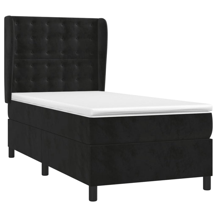 Pat box spring cu saltea, negru, 100x200 cm, catifea - WALTI WALTI
