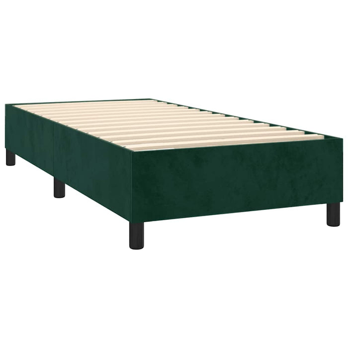 Pat box spring cu saltea, verde închis, 100x200 cm, catifea WALTI