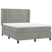 Pat box spring cu saltea, gri deschis, 140x190 cm, catifea - WALTI WALTI