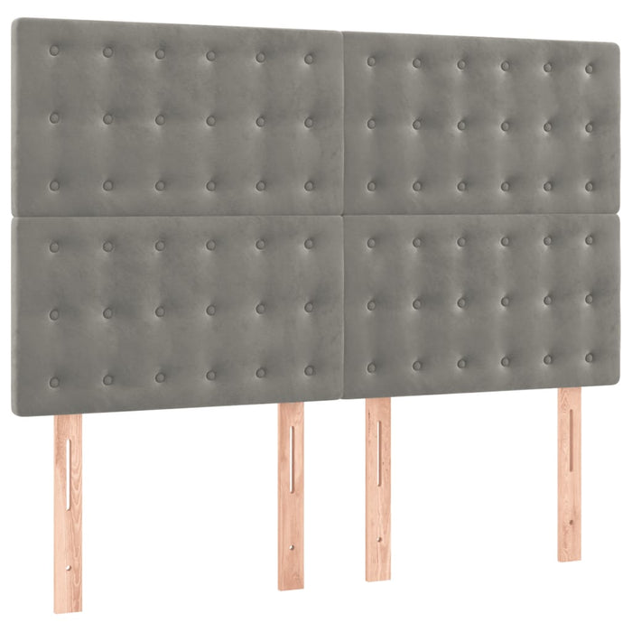 Pat box spring cu saltea, gri deschis, 140x190 cm, catifea - WALTI WALTI