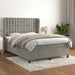 Pat box spring cu saltea, gri deschis, 140x190 cm, catifea - WALTI WALTI