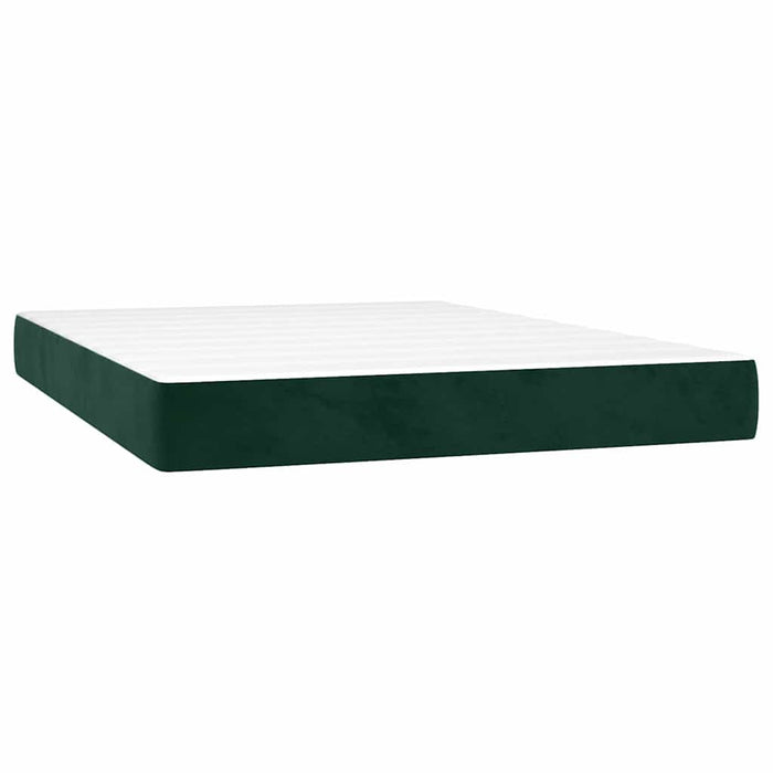 Pat box spring cu saltea, verde închis, 140x190 cm, catifea WALTI
