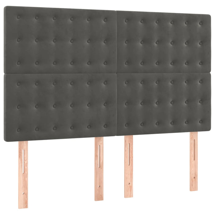 Pat box spring cu saltea, gri închis, 140x200 cm, catifea - WALTI WALTI