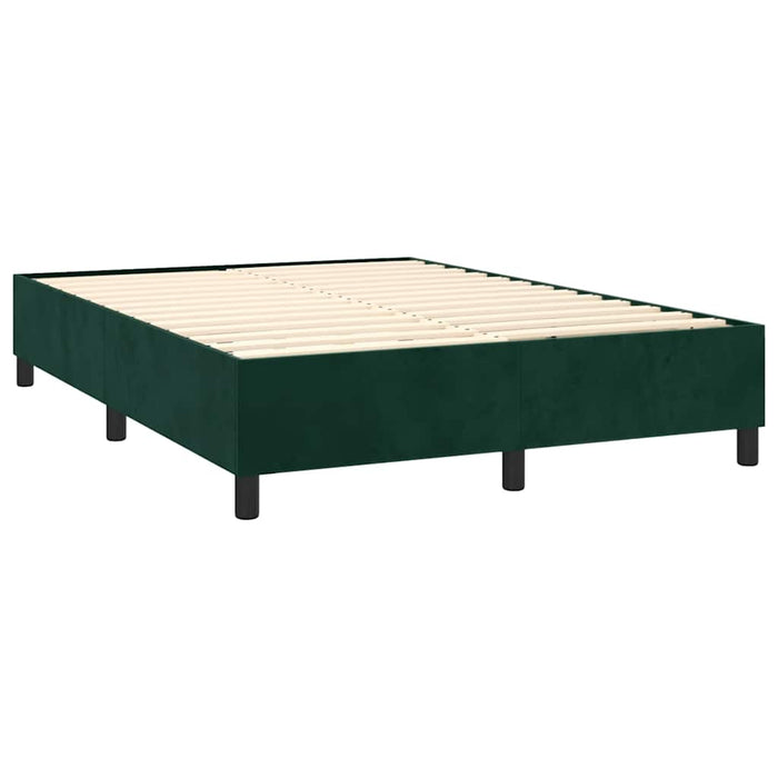 Pat box spring cu saltea, verde închis, 140x200 cm, catifea WALTI