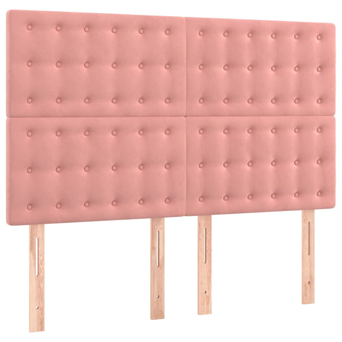 Pat box spring cu saltea, roz, 140x200 cm, catifea WALTI